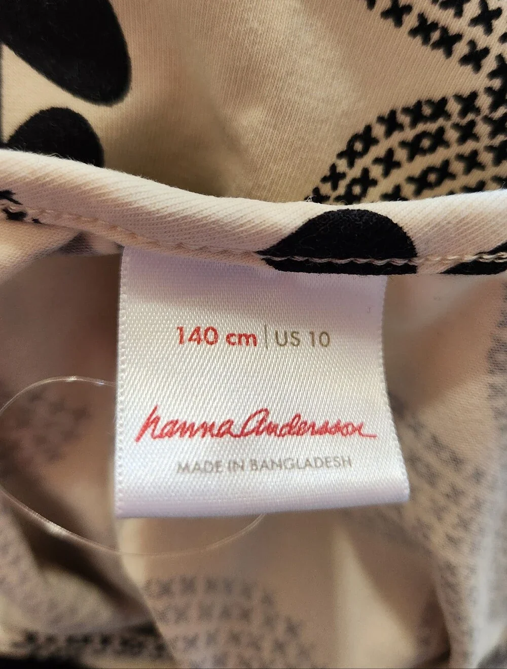 Hanna Andersson Skater Dress with Pockets Cream Black Ecru Floral 140cm US 10